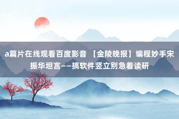 a篇片在线观看百度影音 【金陵晚报】编程妙手宋振华坦言——搞软件竖立别急着读研